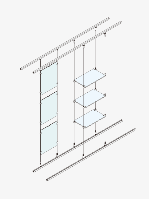 ピクチャーレールを上下に設置マルチの構成図